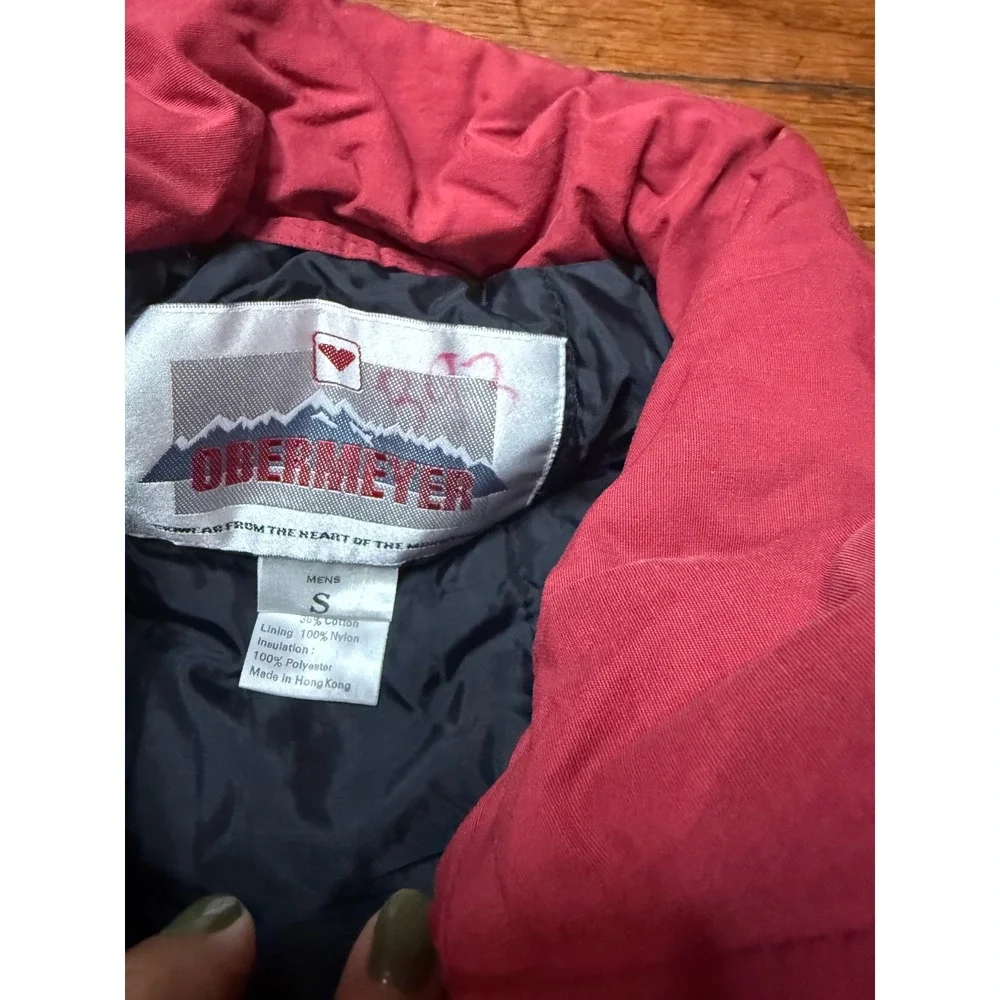 Obermeyer Vintage Mens Red Ski Jacket Winter Puffer Coat Small Retro Snowboard